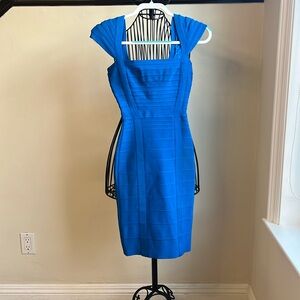 HERVE LEGER blue dress